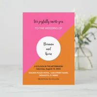 Geometric Pink Orange Wedding Invitation