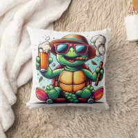 Turtle enjoying drinks and cigars! throw pillow