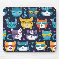 Assorted Cat Faces Funny Cool Cats Mouse Pad