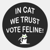 Vote Cat with White Text Classic Round Sticker
