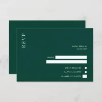  Simple Elegant Modern Emerald Green Wedding  RSVP Card