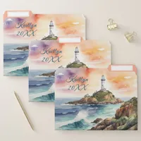 Watercolor Sketch Byron Bay Lighthouse Monogram | File Folder