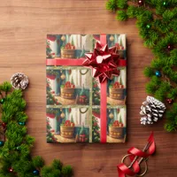 Festively decorated room, traditional Christmas  Wrapping Paper