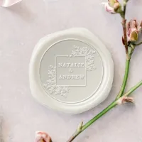 Elegant Modern Minimal Couple Wedding Wildflower Wax Seal Stamp