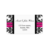 Black and Pink Damask Wedding Label