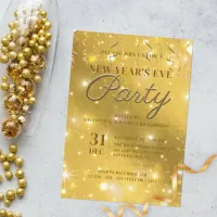 Shiny Golden Glitz Glamour New Year's Eve Party Invitation
