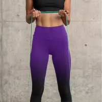 Modern Black and Royal Purple Ombre Capri Leggings