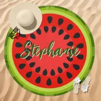 Watermelon Slice Custom Name Beach Towel