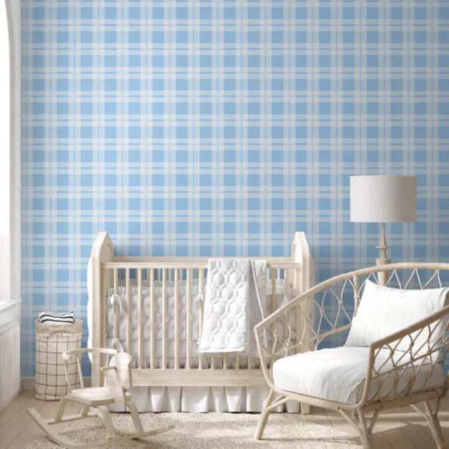 Pattern Baby Blue Plaid Checks Room Office  Wallpaper