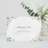 Botanical Green Rustic Wedding Thank You Card