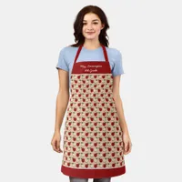 Red Apples Teacher School Pattern Personalized Apron