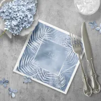 Lush Palm Leaf Wedding Frame Windsor Blue ID956  Paper Dinner Napkins