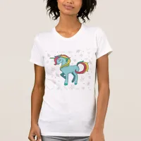 Blue Unicorn with Doodles T-Shirt