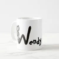 Mug - Cat Letter W with Name 