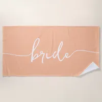 Bride Signature Script Swashes Peach Beach Towel