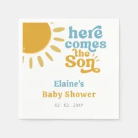 Here comes the son boho retro baby shower  napkins