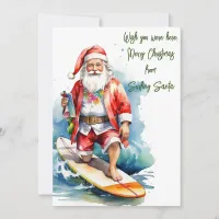 Surfing Santa Flat Holiday Card