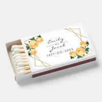 Elegant Gold Glitter Geometric Orange Floral Matchboxes