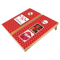 50 and Fabulous Two Photo Red 50th Birthday WH Red Cornhole Set