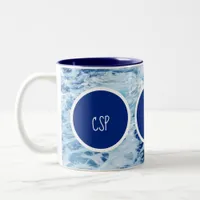 Ocean Waves Monogram Two-Tone Coffee Mug