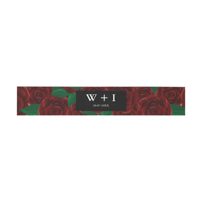 Romantic Fall outdoor wedding beautiful Red roses Invitation Belly Band