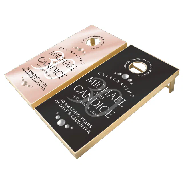 Elegant 30th Pearl Wedding Anniversary Celebration Cornhole Set