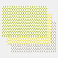 Yellow, Green, and Gray Polka Dots Wrapping Paper Sheets