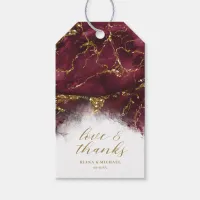 Marble Glitter Wedding Thanks Burgundy Gold ID644 Gift Tags