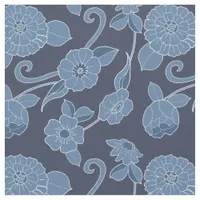 Hamptons Blue White Bold Floral Pattern Fabric