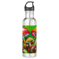 Watercolor Abstract Mushrooms Stainless Steel Water Bottle