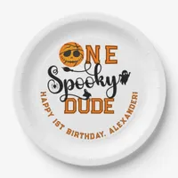 One Spooky Dude Basketball Boys Rad Kids Birthday Paper Plates