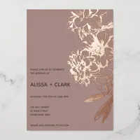 Simple Elegant Modern Floral Wedding  Foil Invitat Foil Invitation