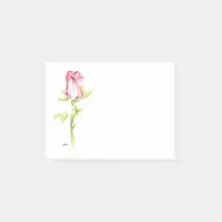Single Hand Painted Watercolor Pink Red Rose Post-it Notes