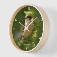 Cute Grey Jay Whiskeyjack Songbird in Fir Tree Clock