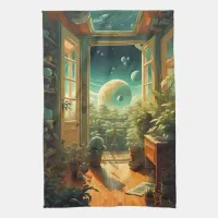 Out of this World - Room with a planetary View Kitchen Towel