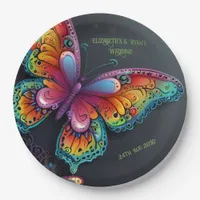 Whimsical Butterfly Romance Wedding Invitation Paper Plates