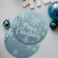 Blue Teal Winter Wonderland Merry Christmas Favor Tags