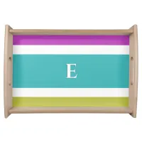 Bright Stripe Modern Monogram Elegant Stylish Serving Tray