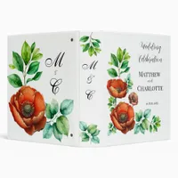 Sublime Watercolor Red Poppies in Vintage Style 3 Ring Binder