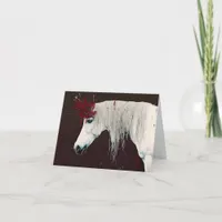 White Horse Red Flowers All Occassions Greeting Card