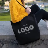 Modern Black and White Rectangular Logo Tote Bag