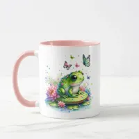 Whimsical Toad, Flowers and Butterflies Mug