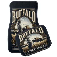 Buffalo Bison Farmer Tending to the Herd at Sunset Car Floor Mat