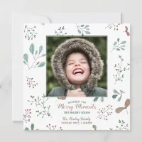 Merry Winter Woodland Christmas Photo Holiday Card