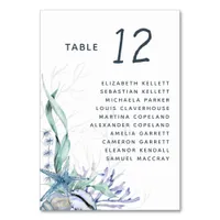 Watercolor Modern Ocean Beach Wedding Seating  Table Number