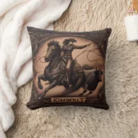 Wild West Rodeo Action in Kimberly Throw Pillow