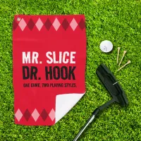Funny Red Argyle Mr. Slice and Dr. Hook ... Golf Towel