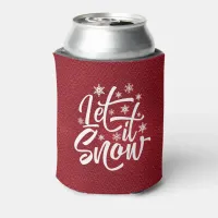 Let It Snow Christmas Typography Red/White ID951 Can Cooler