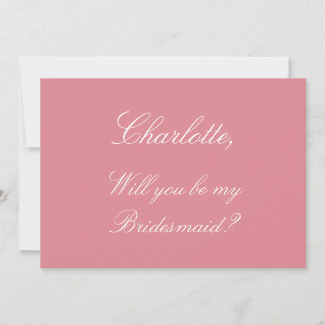 Stylish Blush Pink Bridesmaid Proposal Card