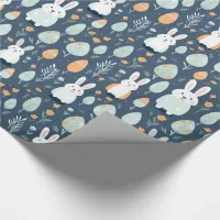Rabbits Garden Blue And Orange  Wrapping Paper